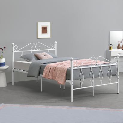 Pat metalic Apolda 120x200 cm 200 Kg alb mat [en.casa] HausGarden Leisure