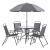 Set mobilier gradina Milagro 1 x masa 4 x scaune pliabile 1 x umbrela negru/gri inchis [en.casa] HausGarden Leisure