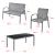 Set mobilier gradina Gagra HG masa cu blat sticla banca doua scaune gri deschis/negru [en.casa] HausGarden Leisure