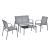 Set mobilier gradina Gagra HG masa cu blat sticla banca doua scaune gri deschis/negru [en.casa] HausGarden Leisure