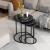 Set 3 bucati masute laterale Frederiksvark masuri diferite negru efect marmura [en.casa] HausGarden Leisure