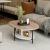 Masa de cafea Fredericia cu raft alb picioare negre si blat oval culoare stejar [en.casa] HausGarden Leisure