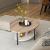 Masa de cafea Fredericia cu raft alb picioare negre si blat oval culoare stejar [en.casa] HausGarden Leisure