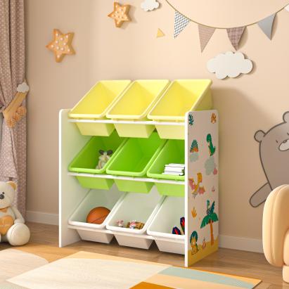 Raft copii Muxia 60x62x26,5cm motiv dinosaur alb verde galben [en.casa] HausGarden Leisure