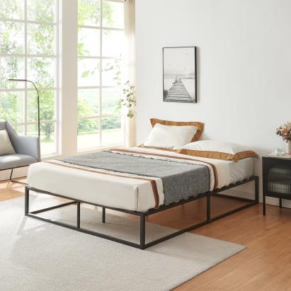 Pat cadru metalic Anastasia 203 x 183 x 30 cm negru [en.casa] HausGarden Leisure