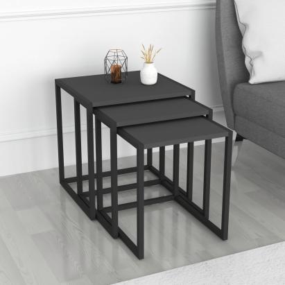 Satztisch Sunnfjord 3er Set Anthrazit [en.casa] HausGarden Leisure