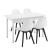 [en.casa] Set Viki masa bucatarie cu 4 scaune, masa 120 x 60 x 75 cm, scaun 83 x 54 x 48 cm, MDF/plastic, alb/alb/negru HausGarden Leisure