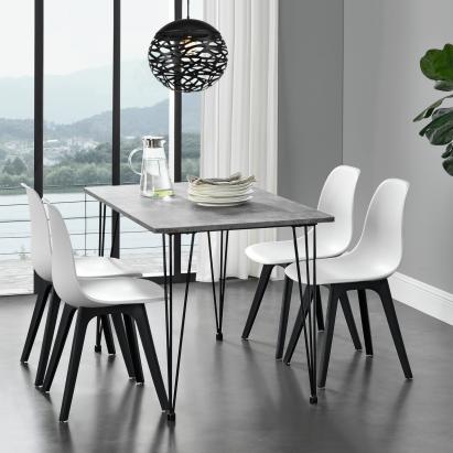 [en.casa]®  Masa Somalia design elegant efect lemn cu picioare hairpin ,120 x 70 x 75 cm, metal/MDF, negru/efect beton pentru 4 persoane HausGarden Leisure