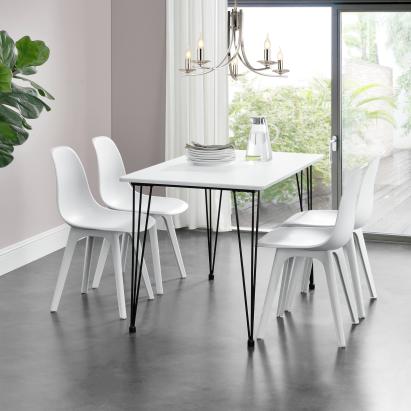 [en.casa]®  Masa Somalia design elegant efect lemn cu picioare hairpin ,120 x 70 x 75 cm, metal/MDF, negru/alb pentru 4 persoane HausGarden Leisure