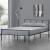 [en.casa]® Pat rama metalica Laos W120, 209,5 x 121,5 x 81,5 cm, otel, gri mat, single HausGarden Leisure