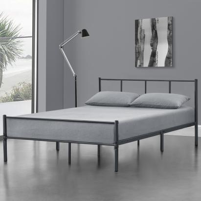 [en.casa]® Pat rama metalica Laos W120, 209,5 x 121,5 x 81,5 cm, otel, gri mat, single HausGarden Leisure