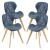 Scaune bucatarie Almhult set 4 buc imitatie piele albastru [en.casa] HausGarden Leisure
