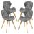 Set 4 bucati scaune de bucatarie Almhult  81 x 57 x 49 cm imitatie piele lemn de fag gri [en.casa] HausGarden Leisure
