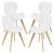 Set 4 bucati scaune de bucatarie Almhult  81 x 57 x 49 cm imitatie piele lemn de fag alb [en.casa] HausGarden Leisure