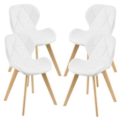 Set 4 bucati scaune de bucatarie Almhult  81 x 57 x 49 cm imitatie piele lemn de fag alb [en.casa] HausGarden Leisure