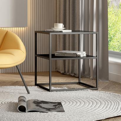 Masuta Raahe 50x45x40cm otel negru [en.casa] HausGarden Leisure