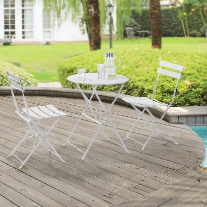 Set bistro Caprile W masa cu 2 scaune pliabile alb [en.casa] HausGarden Leisure