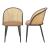 Set 2 bucati scaune, en.casa, Gagnef, 82 x 56 x 55 cm, piele sintetica, tana, metal, maro, neru, cu suprafata sezut capitonata HausGarden Leisure