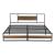 Pat cadru metalic Villach cu saltea 200 x 180 cm negru/efect lemn de nuc [en.casa] HausGarden Leisure