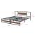 Pat cadru metalic Villach cu saltea 200 x 180 cm negru/efect lemn de nuc [en.casa] HausGarden Leisure