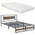 Pat cadru metalic Villach cu saltea 200 x 140 cm negru/efect lemn de nuc [en.casa] HausGarden Leisure
