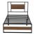 Pat cadru metalic Villach cu saltea 200 x 90 cm negru/efect lemn de nuc [en.casa] HausGarden Leisure