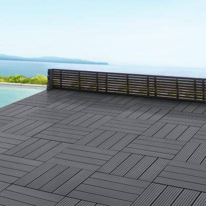 Pardoseala pentru terasa ACWP-6402 gri inchis WPC aprox. 1m² [en.casa] HausGarden Leisure
