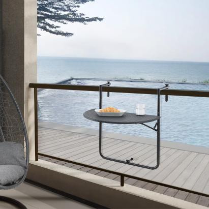 Masa suspendata pentru balcon Cicala pliabila gri inchis [en.casa] HausGarden Leisure
