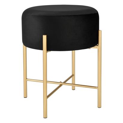 Taburet Kungalv 44 x 35 cm metal/bumbac negru/galben aramiu [en.casa] HausGarden Leisure