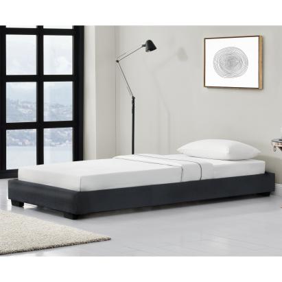 Corium® Pat tapitat modern imitatie piele Berlin, 214 x 96 x 20,5 cm, MDF/imitatie piele, negru, pentru 1 persoana HausGarden Leisure