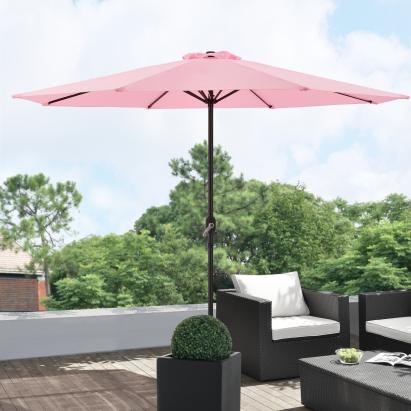 Umbrela soare HTGI-0773 poliester/otel 300 x 230 cm roz pastel [casa.pro] HausGarden Leisure