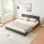 Pat tapitat Dortmund Dunkelgrau cu saltea 180 x 200 cm gri inchis Corium HausGarden Leisure