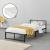 Pat metalic Meran 90 x 200 cm cu saltea si gratar negru [en.casa] HausGarden Leisure