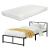 Pat metalic Meran 90 x 200 cm cu saltea si gratar negru [en.casa] HausGarden Leisure