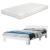 [en.casa]® Pat rama lemn Nivala 160W, 160 x 200 cm, lemn brad/PAL/spuma rece, 200 Kg, dublu, alb mat, cu saltea si gratar pat HausGarden Leisure