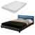 Corium® Pat frantuzesc dublu Berlin7 iluminat cu LED, Corium,180x200 cm, MDF/poliester, gri inchis, cu saltea HausGarden Leisure