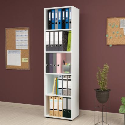 Raft carti Vara 178 x 49 x 30 cm pal alb cu 5 polite [en.casa] HausGarden Leisure
