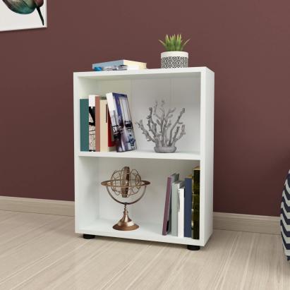 Raft carti Vara 72 x 55 x 20 cm pal alb cu 2 polite [en.casa] HausGarden Leisure