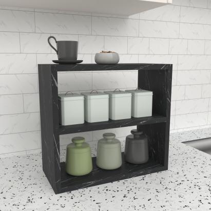 Raft de sine statator Hjo 40x43,5x20cm pal negru marmorat [en.casa] HausGarden Leisure