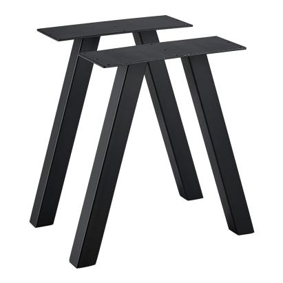 Set 2 bucati picioare banca Mariager 42 x 40 cm otel negru mat [en.casa] HausGarden Leisure