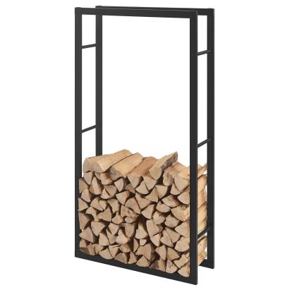Suport lemne de foc Taby 80 x 25 x 150 cm otel negru [en.casa] HausGarden Leisure