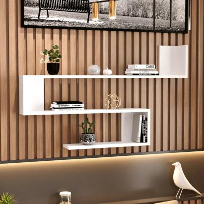 Raft de perete Kitee 71,5x120x14,5cm pal alb [en.casa] HausGarden Leisure