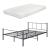 Pat metalic Viena cu saltea 140 x 200 cm negru [en.casa] HausGarden Leisure