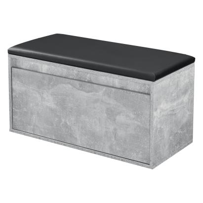Banca cu sertar pentru pantofi Degerfors BS 80 x 39 x 45 cm PAL gri beton/negru [en.casa] HausGarden Leisure
