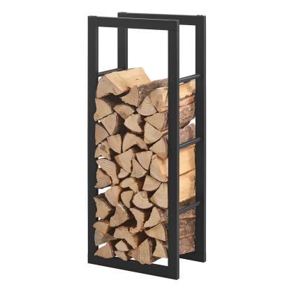 Suport lemne de foc Taby 40 x 25 x 100 cm otel negru [en.casa] HausGarden Leisure