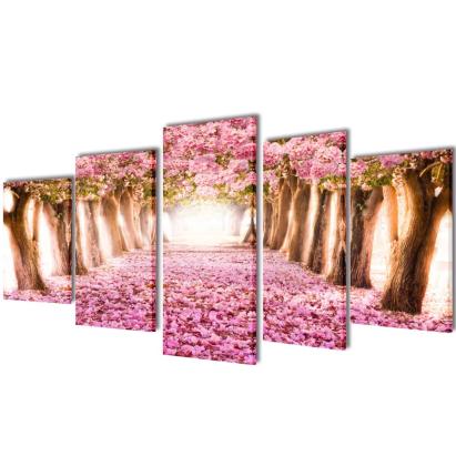 Set tablouri imprimate pe pânză Cireși înfloriți, 100x50 cm GartenMobel Dekor