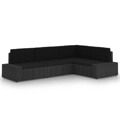 Set mobilier de grădină, 4 piese, negru, poliratan GartenMobel Dekor