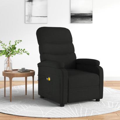 Fotoliu de masaj electric rabatabil, negru, textil GartenMobel Dekor