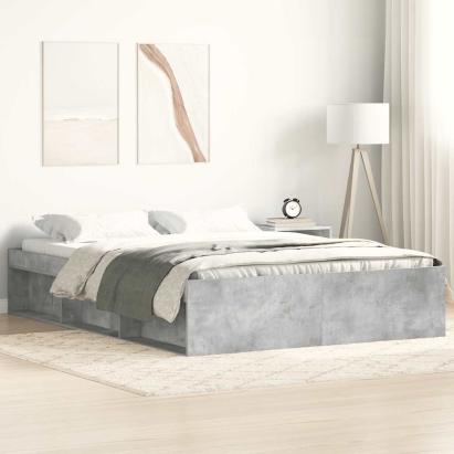 Cadru de pat dublu, gri beton, 135x190 cm GartenMobel Dekor