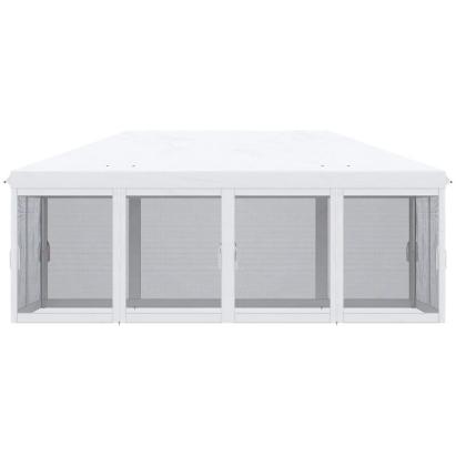 Pavilion/foisor pentru gradina/terasa, cadru metalic, cu plasa pentru insecte, alb si negru, 5.85x2.95x2.70 m GartenVIP DiyLine
